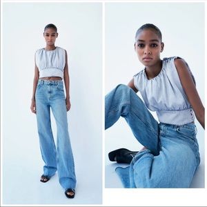 NWT ZARA denim cropped top